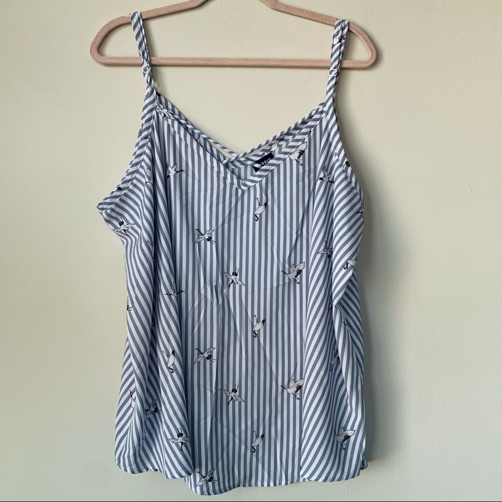 Torrid Crane Bird Print Stripe Strappy Camisole Tank Top Size 3